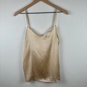 Topshop Womens Adjustable Spaghetti Strap Lightweight Satin Beige Tank Top 4